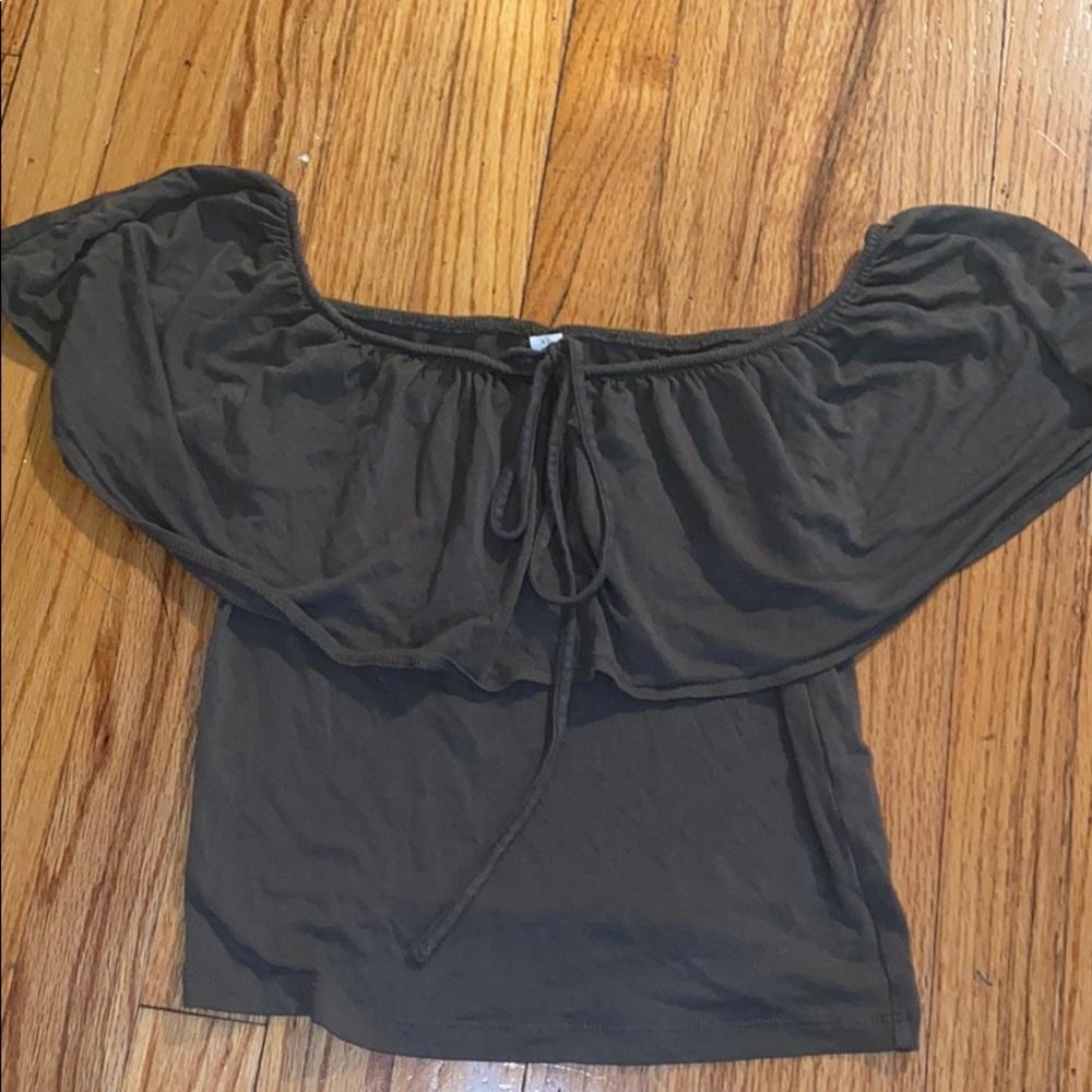Off Shoulder Green Crop Top